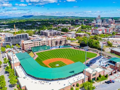 Greenville Drive Baseball Stadium and Skyline in Downtown Greenville South Carolina SC